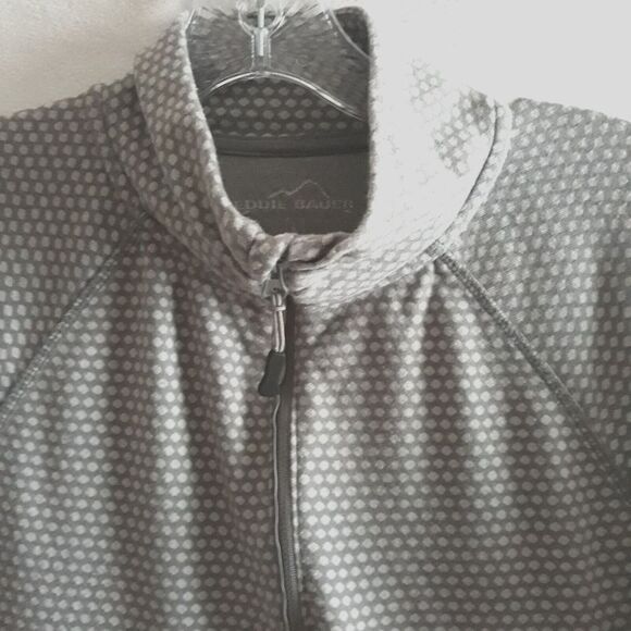 Eddie Bauer Sweater Jacket Womens Large Gray 1/4 Zip Reflector Honeycomb Long - Picture 3 of 10